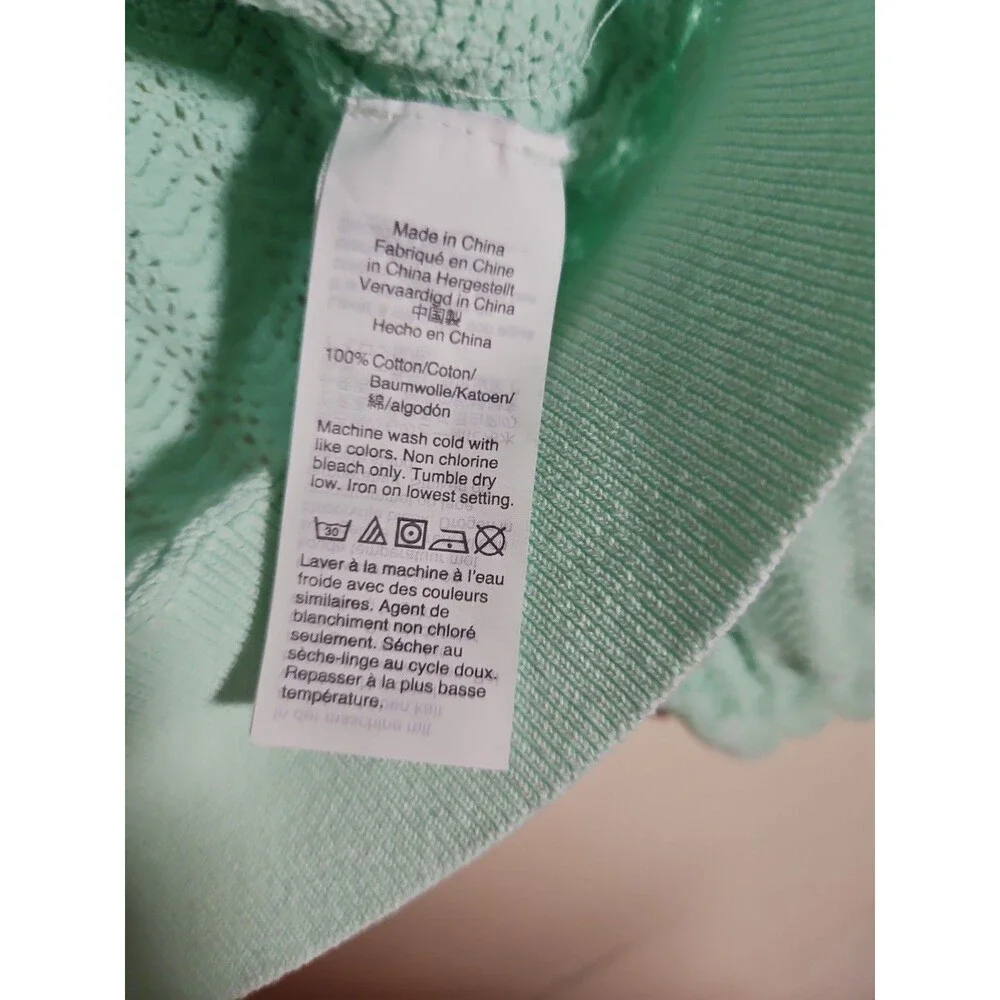 J CREW Women's Size L Mint Green Knit Sweater Ruffle Mockneck Long Sleeve - Picture 5 of 8